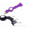 KIP-08 Universal 3-in-1 Retractable Micro USB Data Cable for iPhone 4S